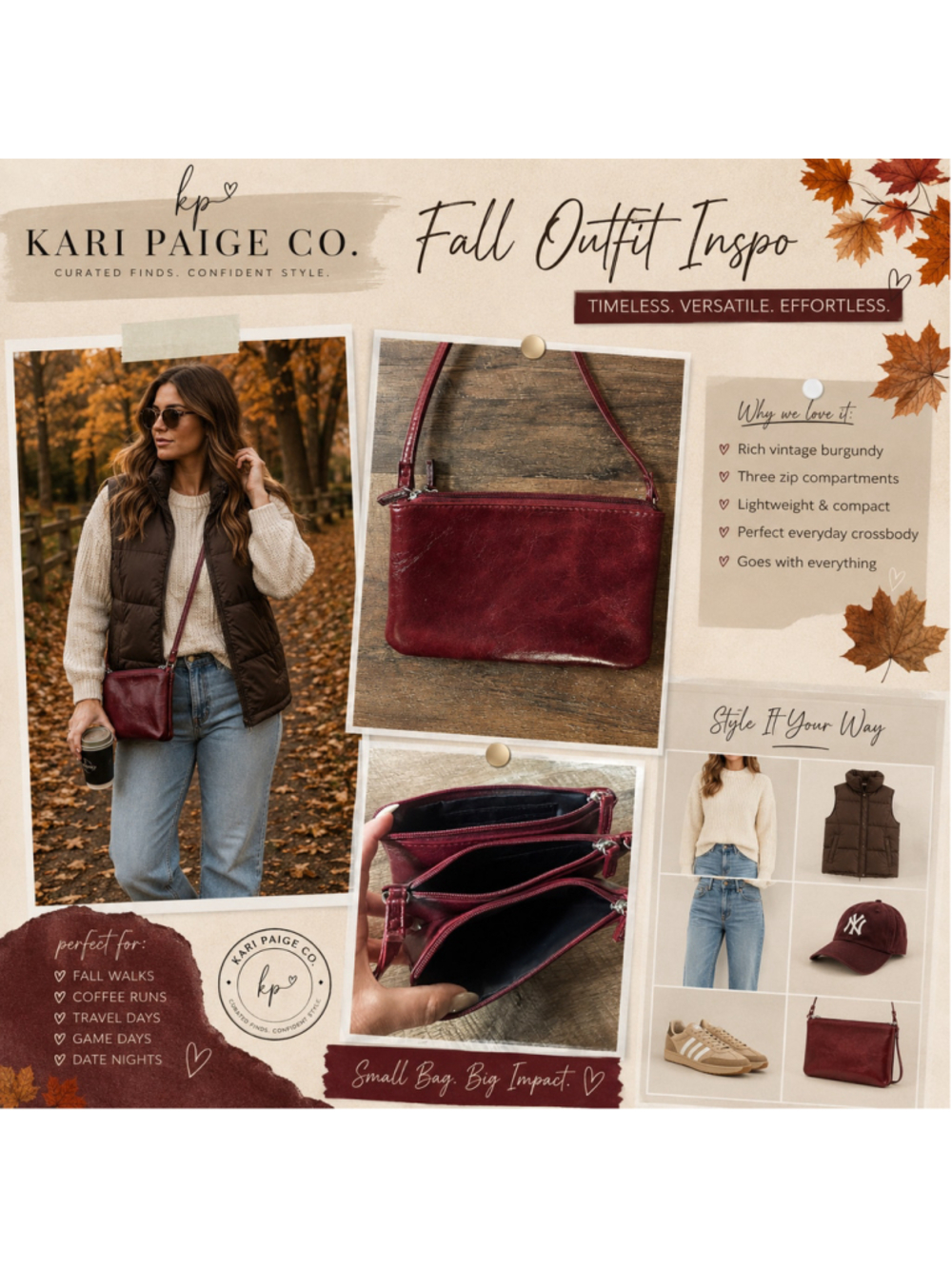 Women's SafeKeeper Crossbody Bag Burgundy